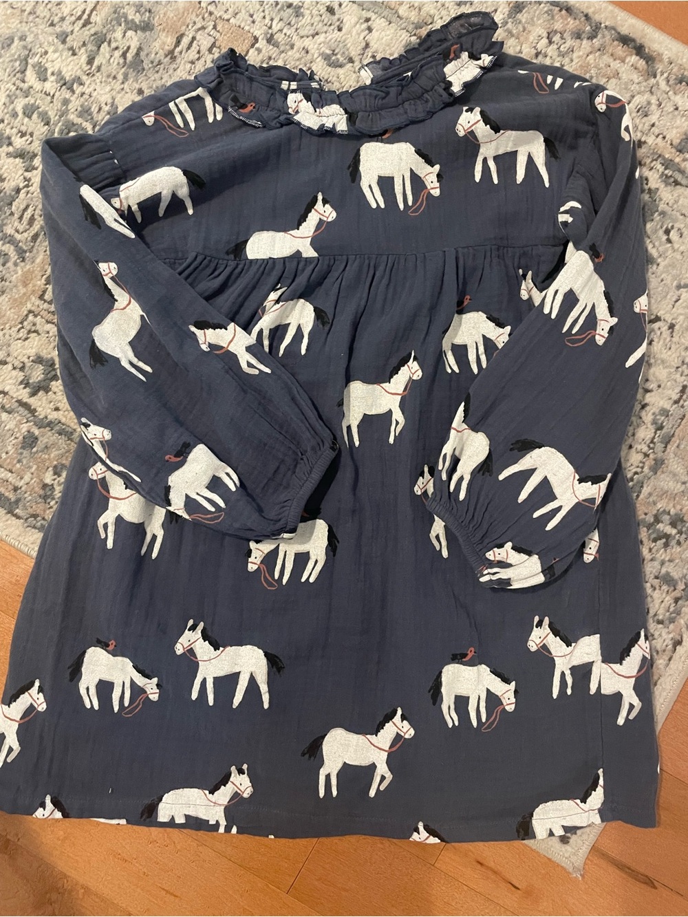H&M Muslim cotton dress - Girls' Navy Horse- long sleeve NWOT
